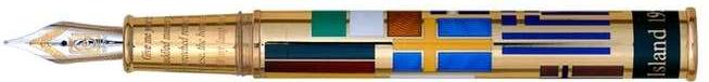 Ellis Island  - David Oscarson Translucent White Hard Enamel with Gold Vermeil Fountain Pen